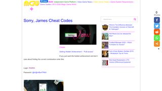 
                            7. Sorry, James Cheat Codes : MGW: Game Cheats, Cheat Codes, Guides