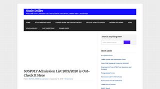 
                            10. SOSPOLY Admission List 2018/2019 is Out- Check It Here. : Examstuts