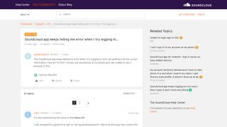 
                            7. Soundcloud app keeps telling me error when I try logging in... Question