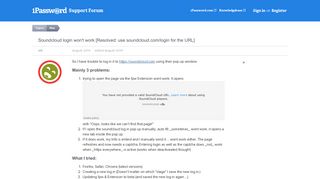 
                            9. Soundcloud login won't work [Resolved: use soundcloud.com/login for ...