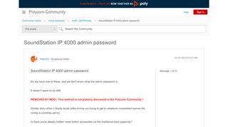 
                            6. SoundStation IP 4000 admin password - Polycom Community