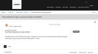 
                            1. Soundtouch app account login problem - Bose Community