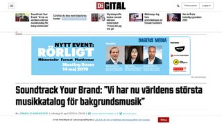 
                            11. Soundtrack Your Brand: ”Vi har nu världens största musikkatalog för ...