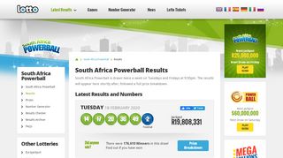 
                            8. South Africa Powerball Results and Winning Numbers - Lotto.net