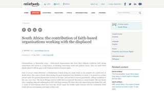 
                            9. South Africa: the contribution of faith-based organisations working with ...