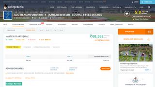 
                            9. South Asian University - [SAU], New Delhi Courses & Fees 2019-2020