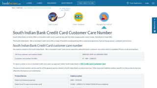 
                            7. South Indian Bank Credit Card Customer Care Number, Email