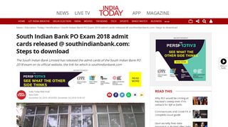 
                            9. South Indian Bank PO Exam 2018 admit cards released ... - India Today