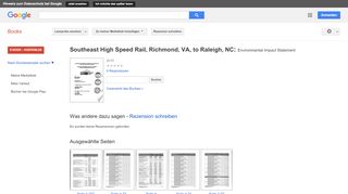 
                            10. Southeast High Speed Rail, Richmond, VA, to Raleigh, NC: ...