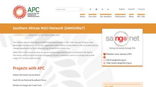 
                            7. Southern African NGO Network (SANGONeT) | Association for ...