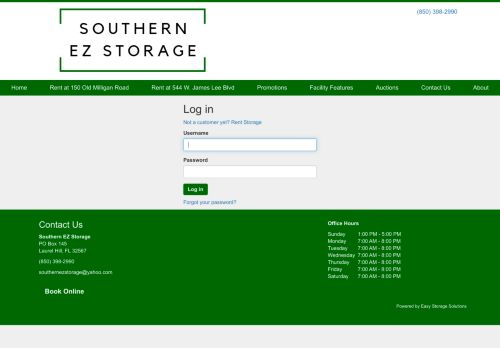 
                            9. Southern EZ Storage: Log in