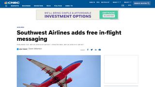 
                            9. Southwest Airlines adds free in-flight messaging - CNBC.com