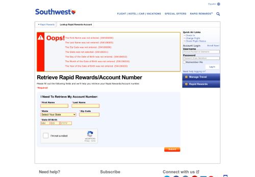 
                            10. Southwest Airlines - Look Up Rapid Rewards Number