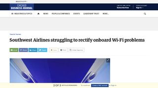 
                            10. Southwest Airlines struggles to rectify onboard Wi-Fi problems ...