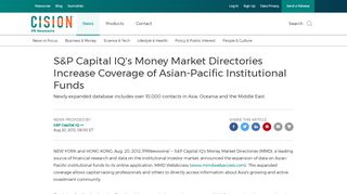 
                            9. S&P Capital IQ's Money Market Directories Increase Coverage of ...