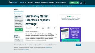 
                            7. S&P Money Market Directories expands coverage - Finextra Research