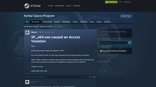 
                            5. SP_x64.exe caused an Access Violation :: Kerbal Space Program ...