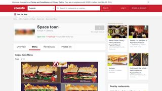 
                            10. Space toon Menu, Menu for Space toon, Al Aqah, Fujairah - Zomato