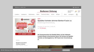 
                            7. Spadaka-Vertreter stimmen Banken-Fusion zu - Borkener Zeitung
