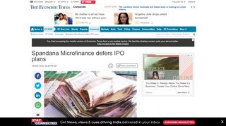 
                            12. Spandana Microfinance defers IPO plans - The Economic Times ...