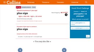 
                            13. Spanish Translation of “plus sign” | Collins English-Spanish Dictionary