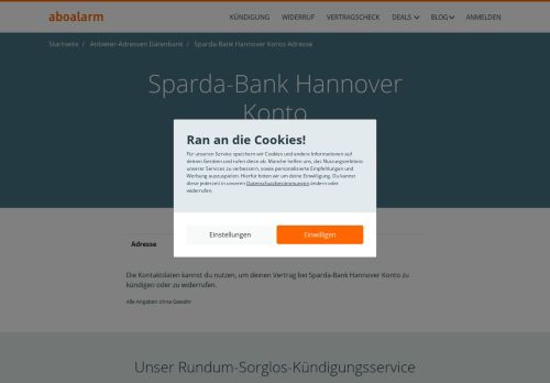 
                            10. Sparda Bank Hannover Adresse, Telefonnumer und Fax - Aboalarm