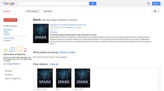 
                            9. Spark: Big Data Cluster Computing in Production