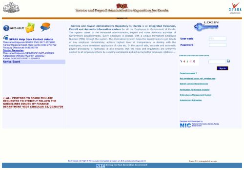 
                            10. SPARK -- Service and Payroll Administrative Repository for Kerala --