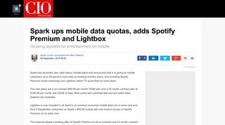 
                            11. Spark ups mobile data quotas, adds Spotify Premium and Lightbox ...