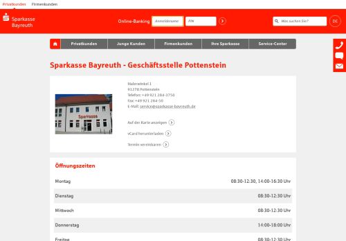 
                            2. Sparkasse Bayreuth - Geschäftsstelle Pottenstein, Malerwinkel 1
