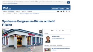 
                            7. Sparkasse Bergkamen-Bönen schließt Filialen | Bönen - WA.de