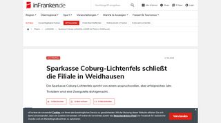 
                            11. Sparkasse Coburg-Lichtenfels schließt die Filiale in Weidhausen