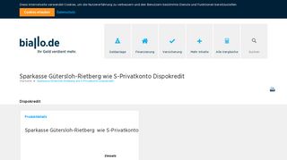 
                            9. Sparkasse Gütersloh-Rietberg wie S-Privatkonto Dispokredit - Biallo.de