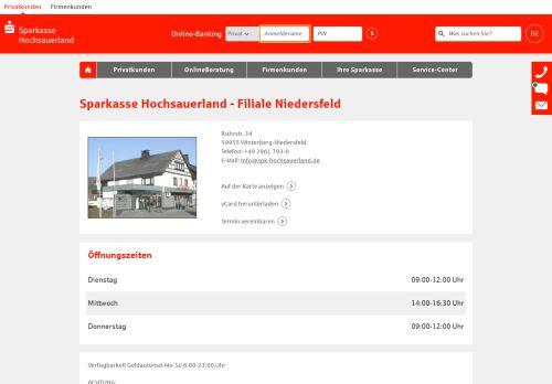
                            11. Sparkasse Hochsauerland - Filiale Niedersfeld, Ruhrstr. 34