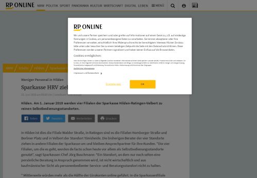 
                            4. Sparkasse HRV: Weniger Berater in Hilden - RP Online