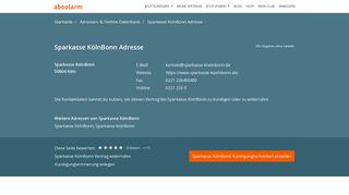 
                            9. Sparkasse KölnBonn Adresse, Telefonnumer und Fax - Aboalarm