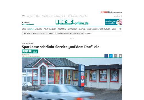 
                            13. Sparkasse schränkt Service „auf dem Dorf“ ein | ikz-online.de | Hemer
