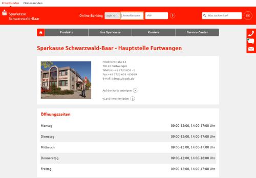 
                            12. Sparkasse Schwarzwald-Baar - Hauptstelle Furtwangen ...