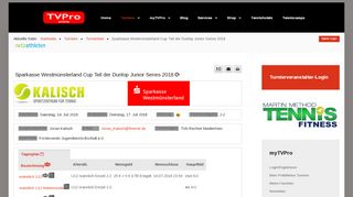 
                            8. Sparkasse Westmünsterland Cup Teil der Dunlop ... - TVPro-online
