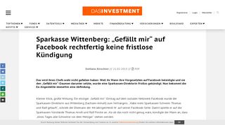 
                            9. Sparkasse Wittenberg: „Gefällt mir“ auf Facebook rechtfertig keine ...