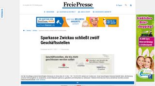 
                            13. Sparkasse Zwickau schließt zwölf Geschäftsstellen | Freie Presse ...