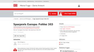 
                            3. Sparpreis Europa: Fehler 503 - Beantwortet - Deutsche Bahn