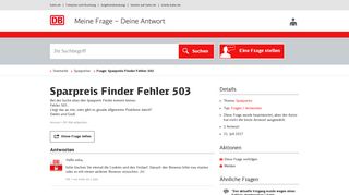 
                            2. Sparpreis Finder Fehler 503 - Beantwortet - Deutsche Bahn