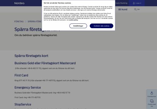 
                            7. Spärra företagets kort | Nordea.se