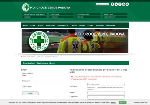 
                            12. Spazio Allievi – Registrazione e Login - Croce Verde Padova