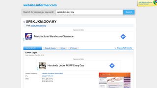 
                            10. spbk.jkm.gov.my at WI. Laman Login - Website Informer