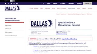 
                            8. Specialized Data Management Support / SDMS Home - Dallas ISD