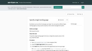 
                            5. Specify a login landing page | ServiceNow Docs