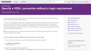 
                            9. Specify a VDSL connection without a login requirement | Answer ...