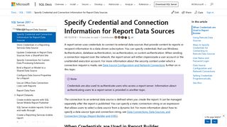 
                            6. Specify Credential and Connection Information for Report Data ...